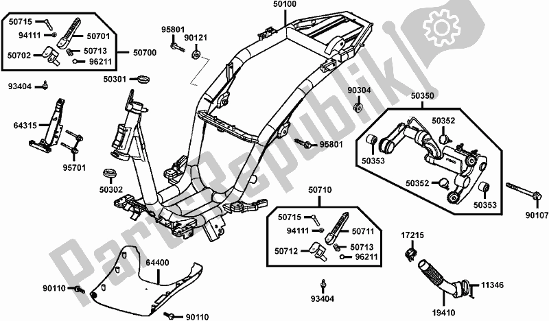 Alle onderdelen voor de F20 - Frame Body van de Kymco BA 30 AA AU -People 150 30150 2005